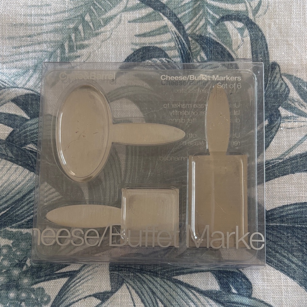 Crate&Barrel Silver Cheese Buffet Markers